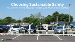 Clearline Traffic's Handicap Recycled Customized Parking Curb Curbie in the Parking Lot.